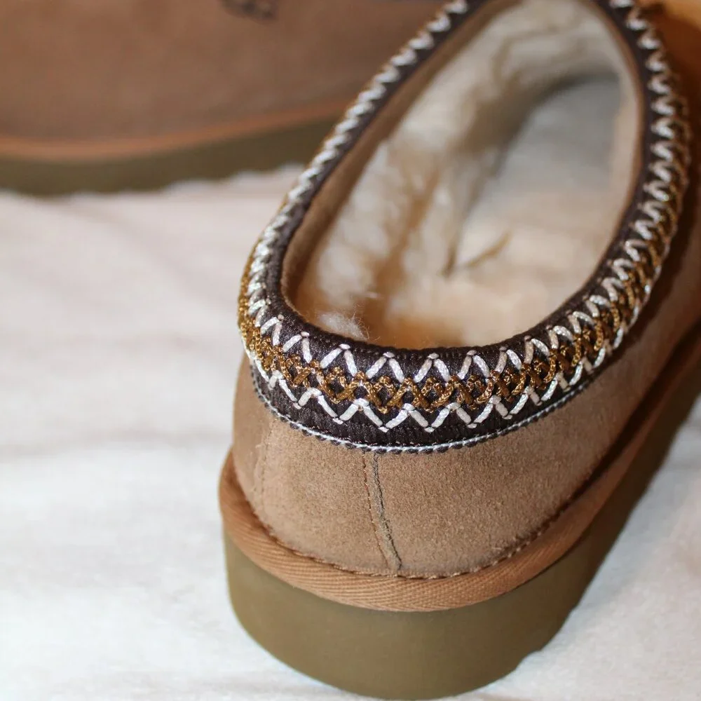 NEW UGG MEN'S TASMAN CHESTNUT SUEDE SHEARLING‎ LINED SLIPPERS